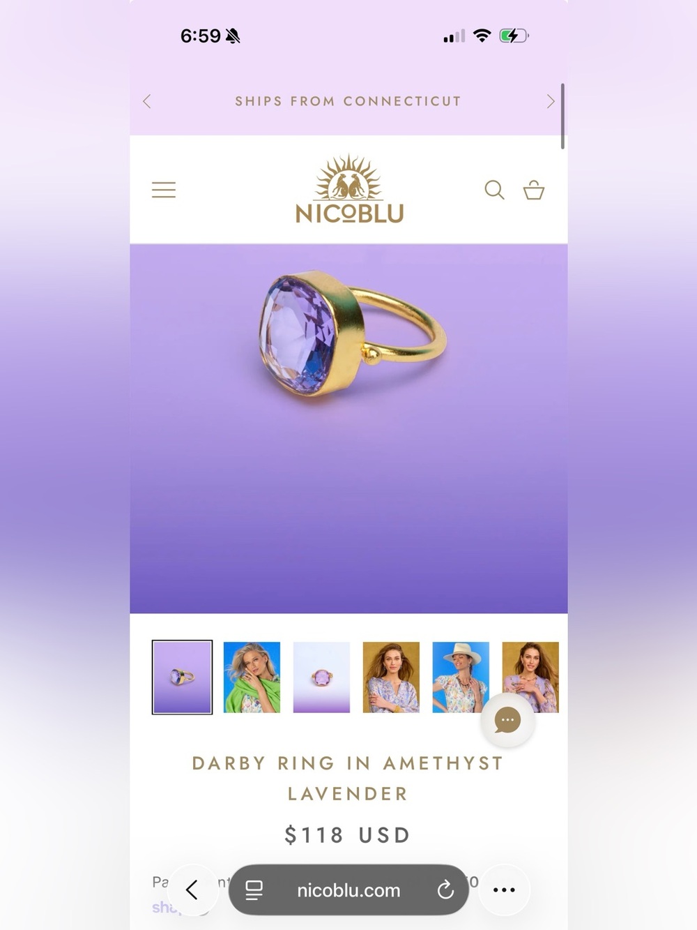 NICOBLU - DARBY RING IN AMETHYST LAVENDER